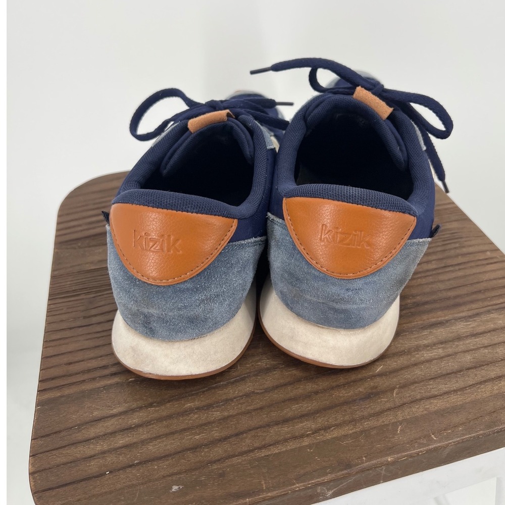 Kizik Milan Hands Free Sneakers Men's 10 Navy Blue Suede Retro Runner Slip-On - Picture 4 of 10